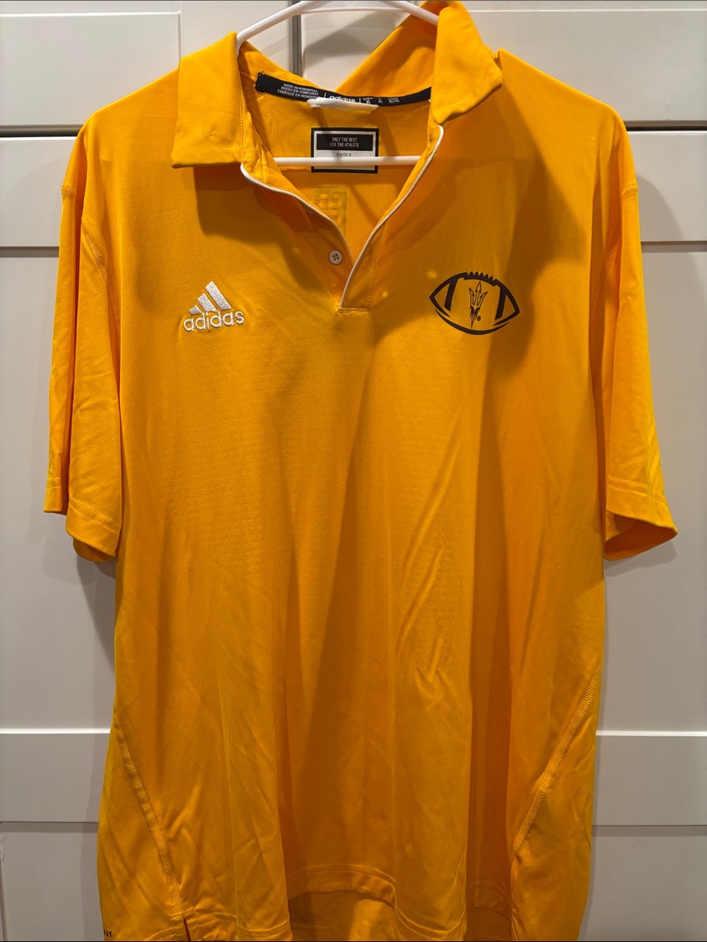adidas Men’s Arizona State Yellow Polo Shirt with Embroidered Logo